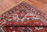 Red Vintage Persian Heriz Serapi Handmade Wool Rug - 7' 8" X 10' 10"