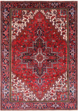 Red Vintage Persian Heriz Serapi Hand-Knotted Wool Rug - 7' 10" X 10' 10"