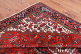 Red Vintage Persian Heriz Serapi Hand-Knotted Wool Rug - 7' 10" X 10' 10"