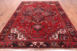 Red Vintage Persian Heriz Serapi Handmade Wool Rug - 8' 0" X 10' 3"