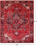 Red Vintage Persian Heriz Serapi Handmade Wool Rug - 8' 0" X 10' 3"