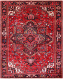 Red Vintage Persian Heriz Serapi Handmade Wool Rug - 8' 0" X 10' 3"