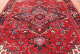 Red Vintage Persian Heriz Serapi Handmade Wool Rug - 8' 0" X 10' 3"