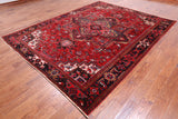 Red Vintage Persian Heriz Serapi Handmade Wool Rug - 8' 0" X 10' 3"
