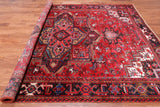 Red Vintage Persian Heriz Serapi Handmade Wool Rug - 8' 0" X 10' 3"