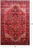 Red Vintage Persian Heriz Serapi Hand Knotted Wool Rug - 7' 9" X 11' 2"