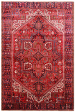 Red Vintage Persian Heriz Serapi Hand Knotted Wool Rug - 7' 9" X 11' 2"