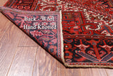 Red Vintage Persian Heriz Serapi Hand Knotted Wool Rug - 7' 9" X 11' 2"