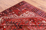 Red Vintage Persian Heriz Serapi Hand Knotted Wool Rug - 7' 9" X 11' 2"