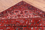 Red Vintage Persian Heriz Serapi Handmade Wool Rug - 8' 8" X 11' 1"