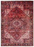 Red Vintage Persian Heriz Serapi Handmade Wool Rug - 9' 0" X 11' 10"