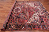 Red Vintage Persian Heriz Serapi Handmade Wool Rug - 9' 0" X 11' 10"