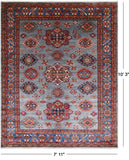 Blue Super Kazak Handmade Wool Rug - 7' 11" X 10' 3"
