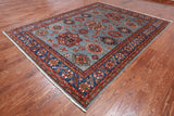 Blue Super Kazak Handmade Wool Rug - 7' 11" X 10' 3"