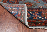 Blue Super Kazak Handmade Wool Rug - 7' 11" X 10' 3"