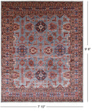 Blue Super Kazak Hand-Knotted Wool Rug - 7' 10" X 9' 8"