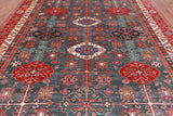 Grey Super Kazak Handmade Wool Rug - 9' 0" X 12' 5"