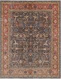 Grey Persian Antique Finish Zero Pile Handmade Wool Rug - 7' 9" X 10' 3"