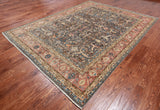 Grey Persian Antique Finish Zero Pile Handmade Wool Rug - 7' 9" X 10' 3"