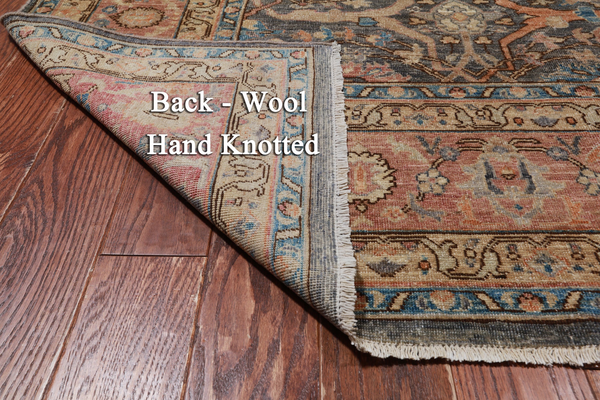Grey Persian Antique Finish Zero Pile Handmade Wool Rug - 7' 9" X 10' 3"
