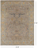 Grey Persian Antique Finish Zero Pile Hand Knotted Wool Rug - 8' 10" X 11' 9"