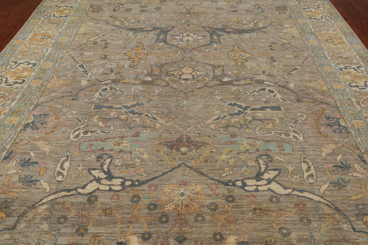 Grey Persian Antique Finish Zero Pile Hand Knotted Wool Rug - 8' 10" X 11' 9"
