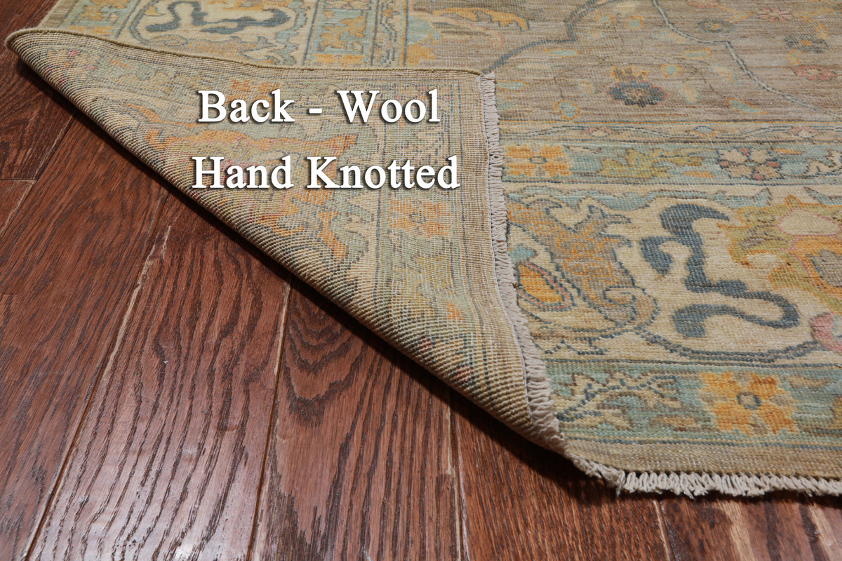 Grey Persian Antique Finish Zero Pile Hand Knotted Wool Rug - 8' 10" X 11' 9"