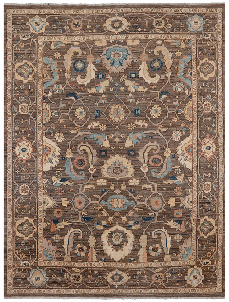 Brown Persian Antique Finish Zero Pile Handmade Wool Rug - 8' 11" X 11' 8"