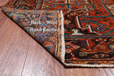 Orange Vintage Persian Heriz Serapi Handmade Wool Rug - 9' 6" X 12' 1"