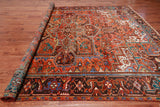 Orange Vintage Persian Heriz Serapi Handmade Wool Rug - 9' 6" X 12' 1"