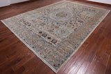 Grey Geometric Persian Mamluk Hand-Knotted Wool Rug - 9' 11" X 13' 9"