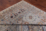 Grey Geometric Persian Mamluk Hand-Knotted Wool Rug - 9' 11" X 13' 9"