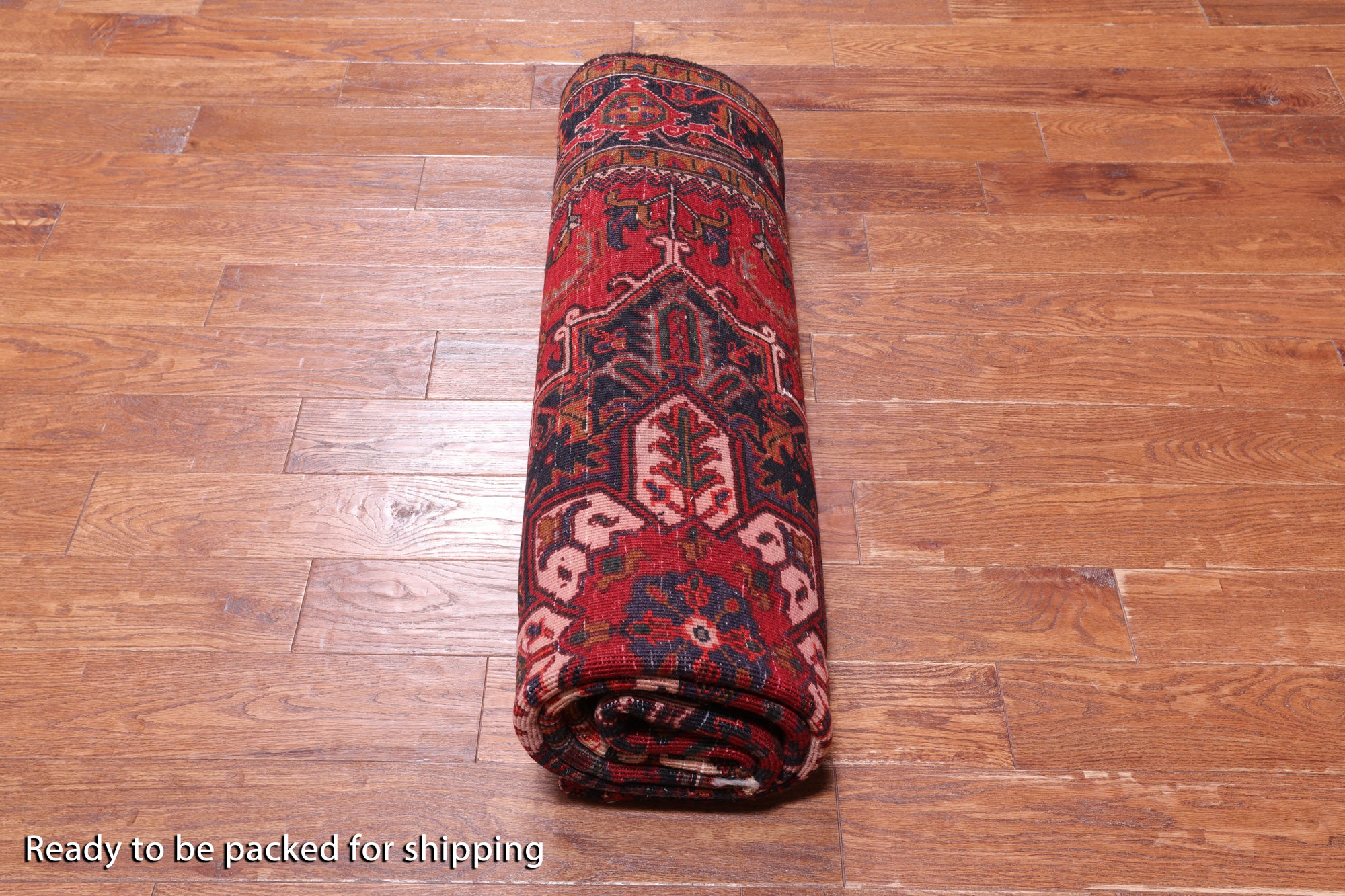 Rust Vintage Persian Heriz Serapi Hand-Knotted Wool Rug - 6' 5" X 9' 2"