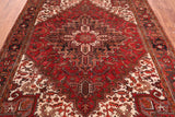 Rust Vintage Persian Heriz Serapi Hand-Knotted Wool Rug - 6' 5" X 9' 2"