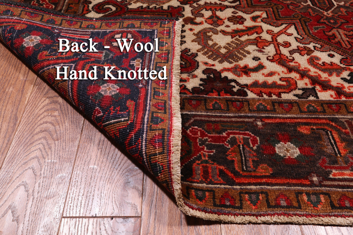 Rust Vintage Persian Heriz Serapi Hand-Knotted Wool Rug - 6' 5" X 9' 2"