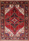 Red Vintage Persian Heriz Serapi Hand Knotted Wool Rug - 6' 8" X 9' 5"