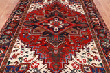 Red Vintage Persian Heriz Serapi Hand Knotted Wool Rug - 6' 8" X 9' 5"
