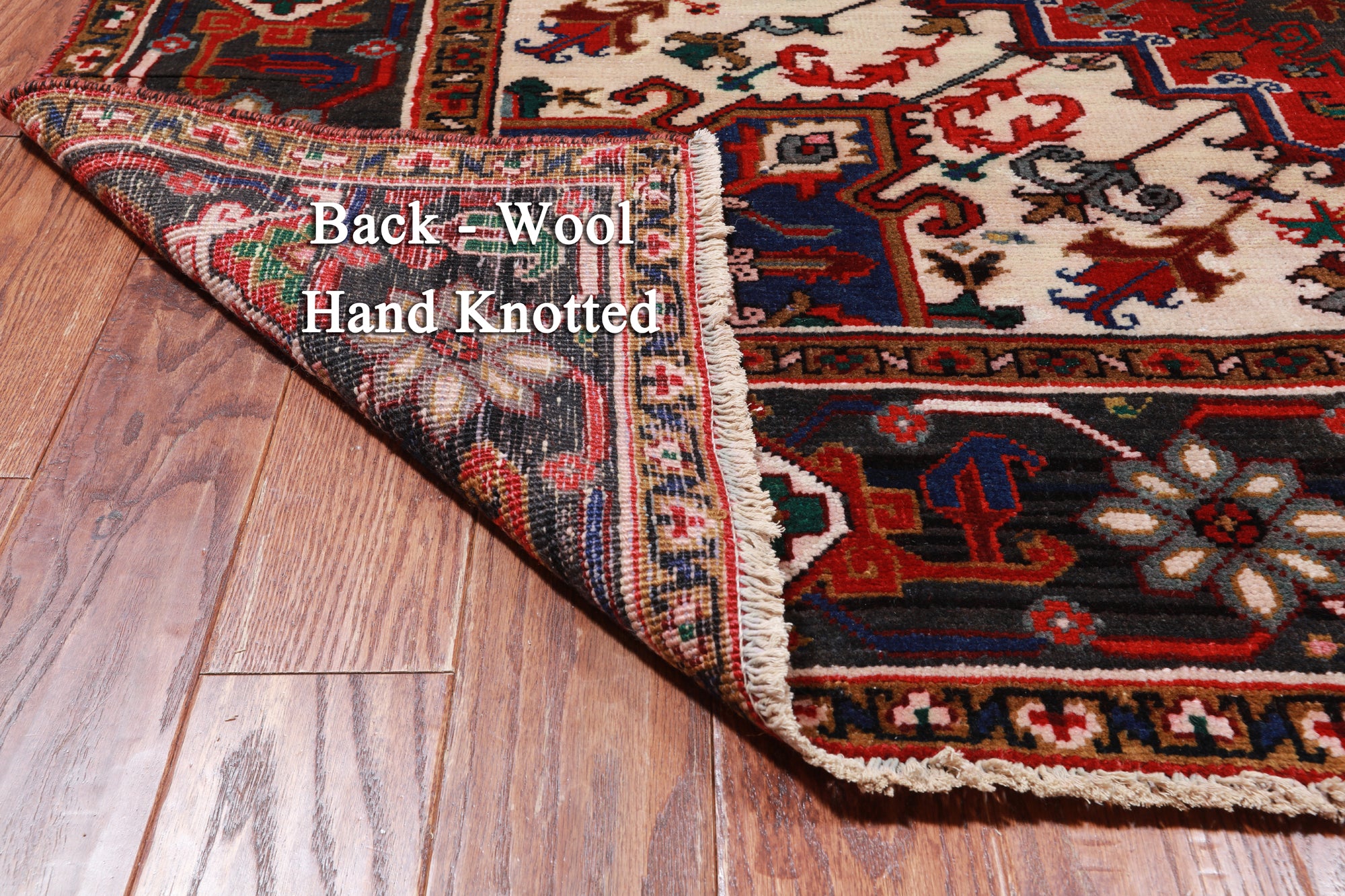 Red Vintage Persian Heriz Serapi Hand Knotted Wool Rug - 6' 8" X 9' 5"