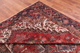 Red Vintage Persian Heriz Serapi Handmade Wool Rug - 7' 1" X 10' 5"