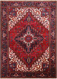 Red Vintage Persian Heriz Serapi Hand-Knotted Wool Rug - 6' 10" X 9' 7"