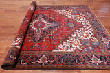Red Vintage Persian Heriz Serapi Hand-Knotted Wool Rug - 6' 10" X 9' 7"