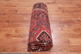 Red Vintage Persian Heriz Serapi Hand-Knotted Wool Rug - 6' 7" X 9' 7"
