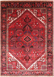 Red Vintage Persian Heriz Serapi Hand-Knotted Wool Rug - 6' 7" X 9' 7"