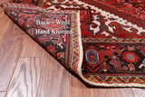 Red Vintage Persian Heriz Serapi Hand-Knotted Wool Rug - 6' 7" X 9' 7"