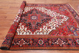 Ivory Vintage Persian Heriz Serapi Hand Knotted Wool Rug - 6' 8" X 9' 3"