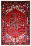 Red Vintage Persian Heriz Serapi Handmade Wool Rug - 6' 7" X 9' 7"