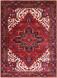 Red Vintage Persian Heriz Serapi Handmade Wool Rug - 6' 7" X 9' 3"