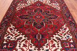 Red Vintage Persian Heriz Serapi Handmade Wool Rug - 6' 7" X 9' 3"