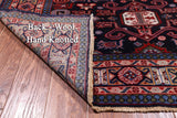 Navy Blue Vintage Persian Handmade Wool Runner Rug - 4' 5" X 9' 2"