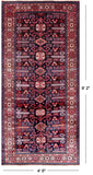 Navy Blue Vintage Persian Handmade Wool Runner Rug - 4' 5" X 9' 2"